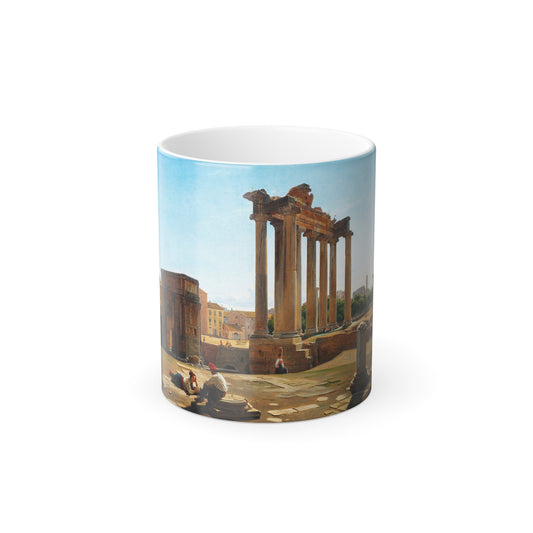 Constantin Hansen (1804-1880) View of the Roman Forum with the Temple of Concordia and the Arch of Septi-0 - Color Changing Mug 11oz-11oz-Go Mug Yourself