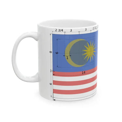 Construction sheet of Flag of Malaysia (Malaysia) White Coffee Mug - Go Mug Yourself