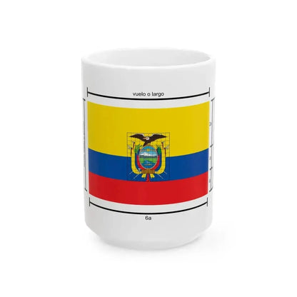 Construction sheet of the Ecuador flag es (Ecuador) White Coffee Mug 15oz - Go Mug Yourself