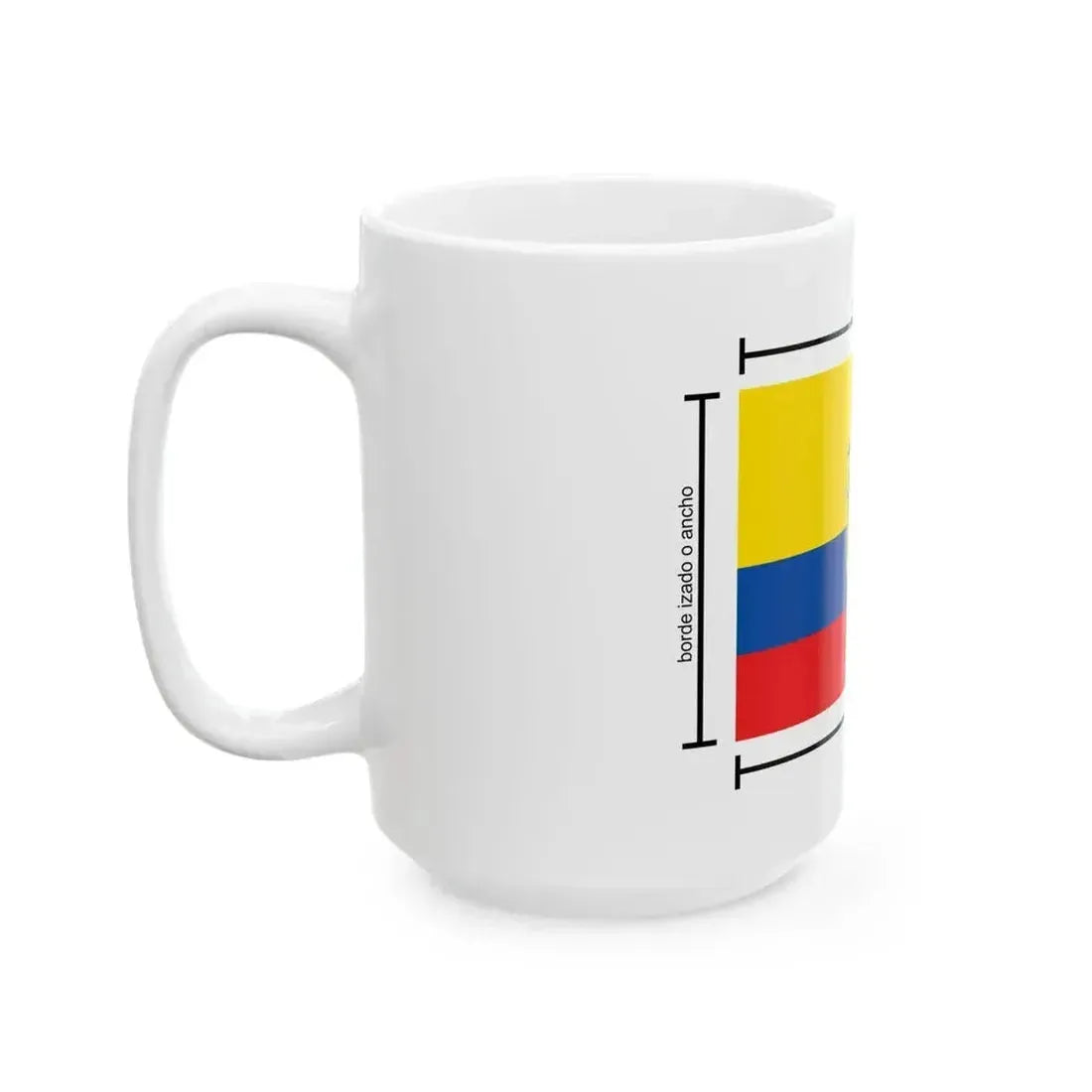 Construction sheet of the Ecuador flag es (Ecuador) White Coffee Mug - Go Mug Yourself
