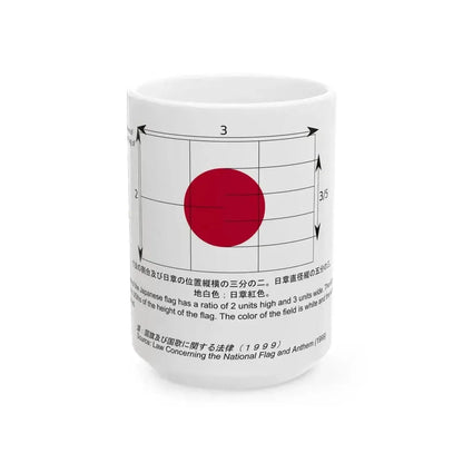 Construction sheet of the Japanese flag (Japan) White Coffee Mug 15oz - Go Mug Yourself