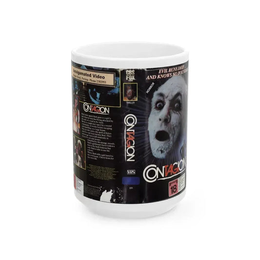 CONTAGION AMALGAMATED VIDEO (VHS COVER) - White Coffee Mug 15oz - Go Mug Yourself