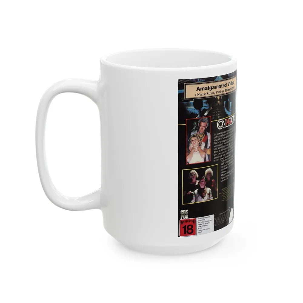 CONTAGION AMALGAMATED VIDEO (VHS COVER) - White Coffee Mug-Go Mug Yourself