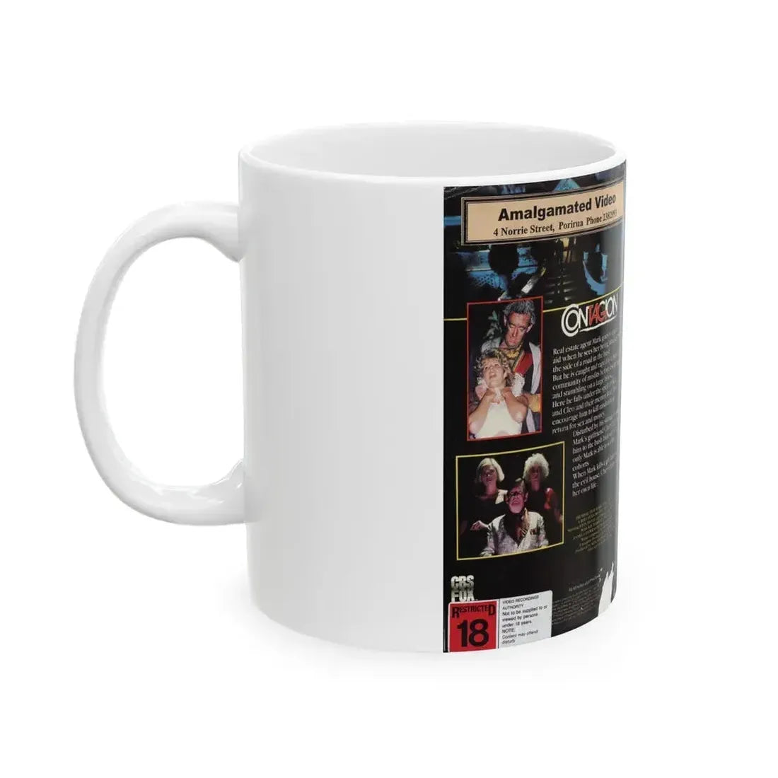 CONTAGION AMALGAMATED VIDEO (VHS COVER) - White Coffee Mug - Go Mug Yourself