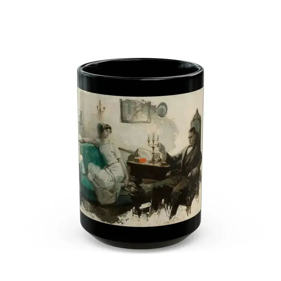 Contemplation, story illustration, 1925 - Black Coffee Mug 15oz - Go Mug Yourself