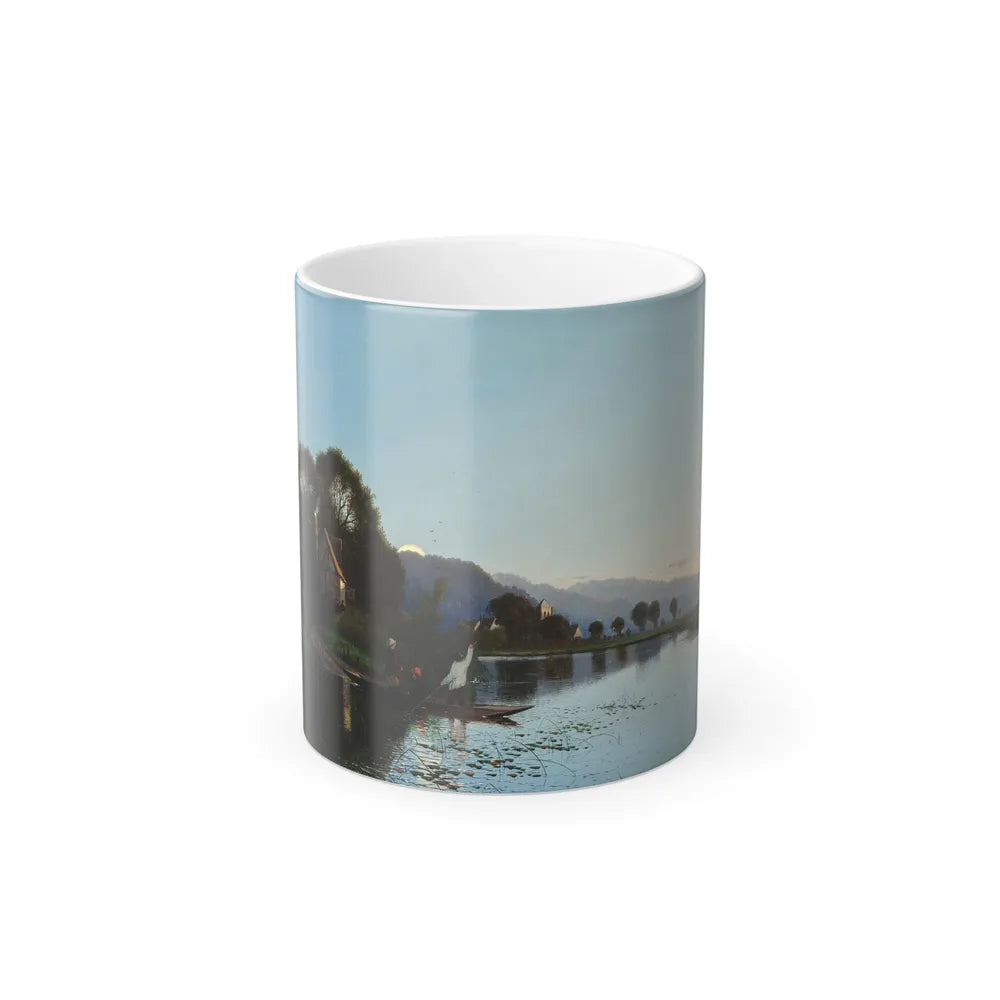 Continental School (Late 19th Century) Boatmen with Rising Moon - Oil on Canvas - Color Changing Mug 11oz-11oz-Go Mug Yourself