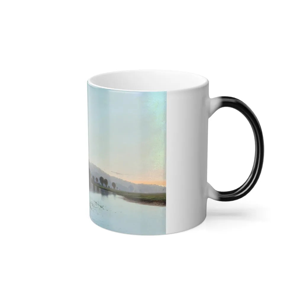 Continental School (Late 19th Century) Boatmen with Rising Moon - Oil on Canvas - Color Changing Mug 11oz-Go Mug Yourself