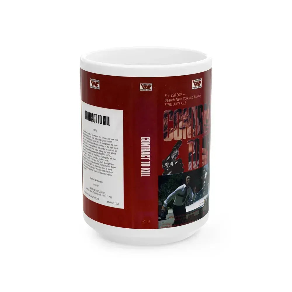 CONTRACT TO KILL (VHS COVER) - White Coffee Mug 15oz - Go Mug Yourself