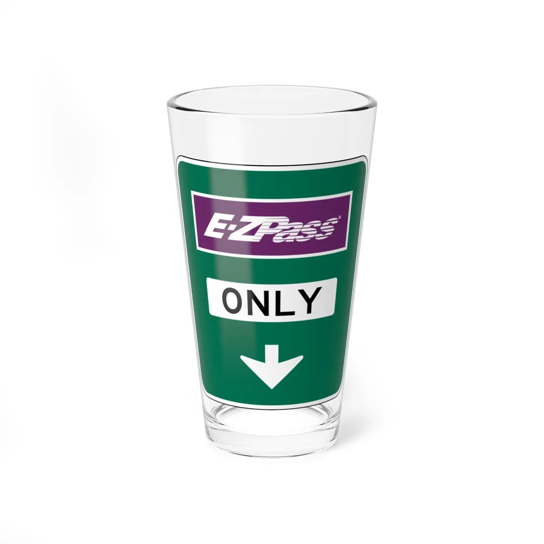 Conventional Toll Plaza Advance Sign 1 (New Jersey) (Road Sign) Pint Glass 16oz 16oz - Go Mug Yourself