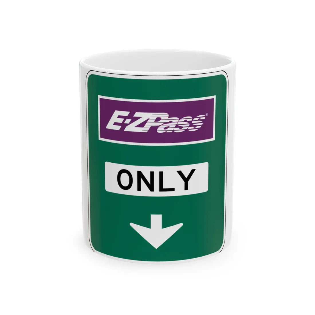 Conventional Toll Plaza Advance Sign 1 (New Jersey) (Road Sign) White Coffee Mug 11oz - Go Mug Yourself