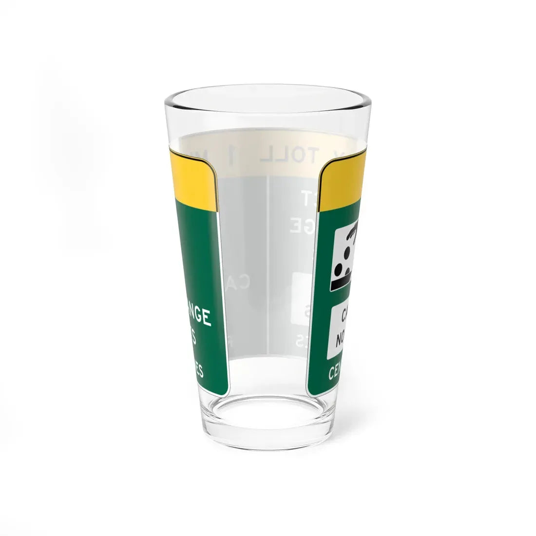 Conventional Toll Plaza Advance Sign 2 (Delaware) (Road Sign) Pint Glass 16oz - Go Mug Yourself