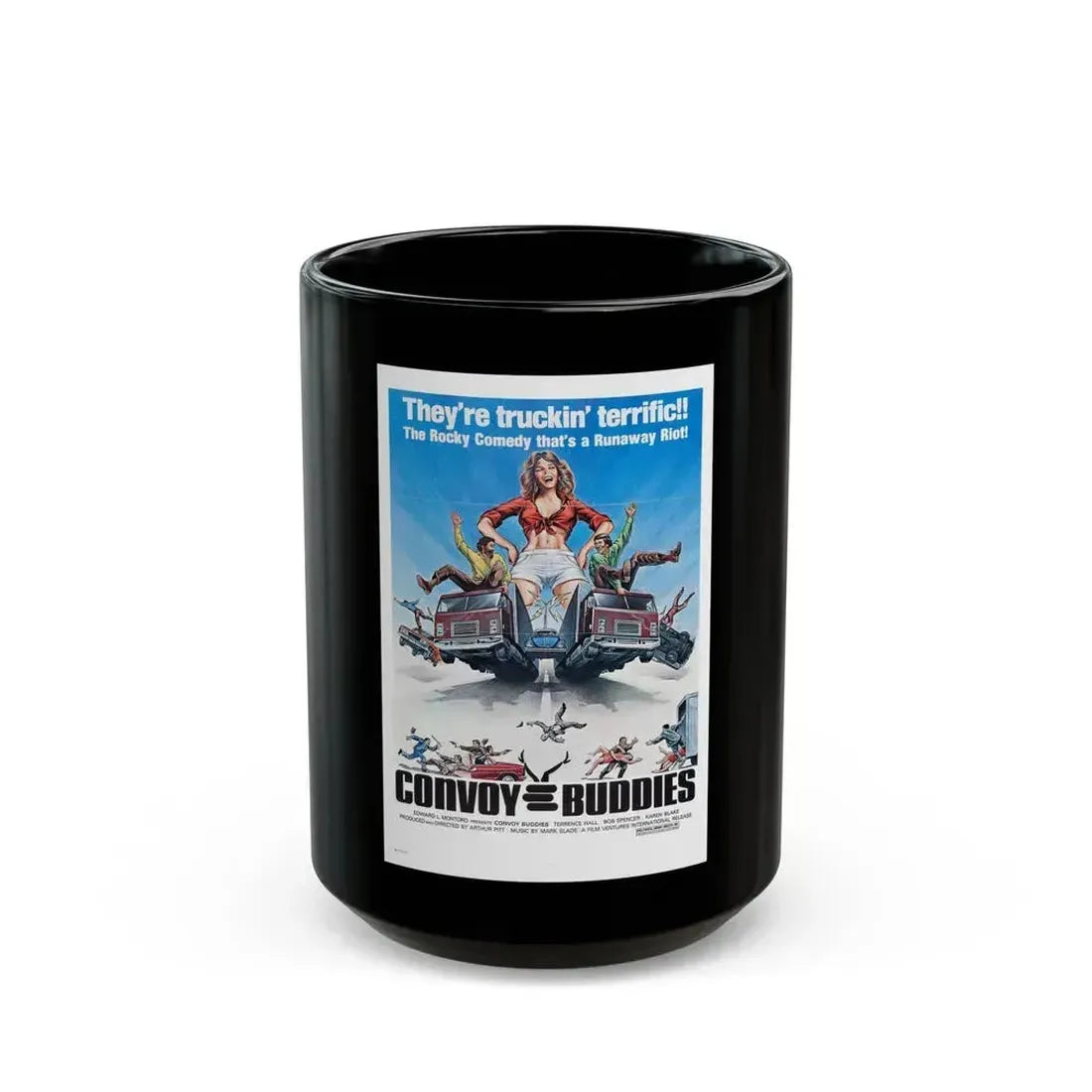 CONVOY BUDDIES 1975 Movie Poster - Black Coffee Mug 15oz - Go Mug Yourself