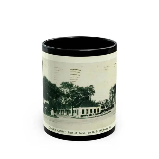 Cooks Court East of Tulsa on U S Highway 66 (Greeting Postcards) Black Coffee Mug 11oz - Go Mug Yourself