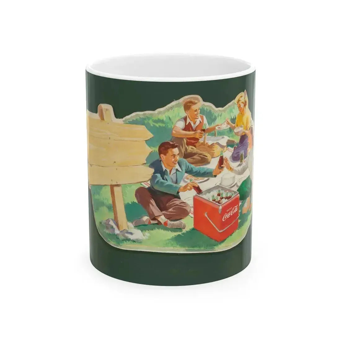 Cooler Picnic, Coca-Cola advertisement piece - White Coffee Mug 11oz - Go Mug Yourself