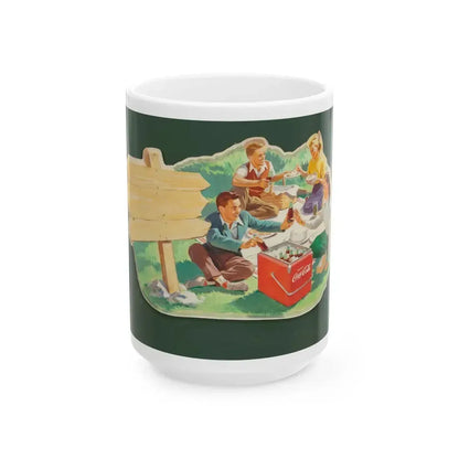 Cooler Picnic, Coca-Cola advertisement piece - White Coffee Mug 15oz - Go Mug Yourself