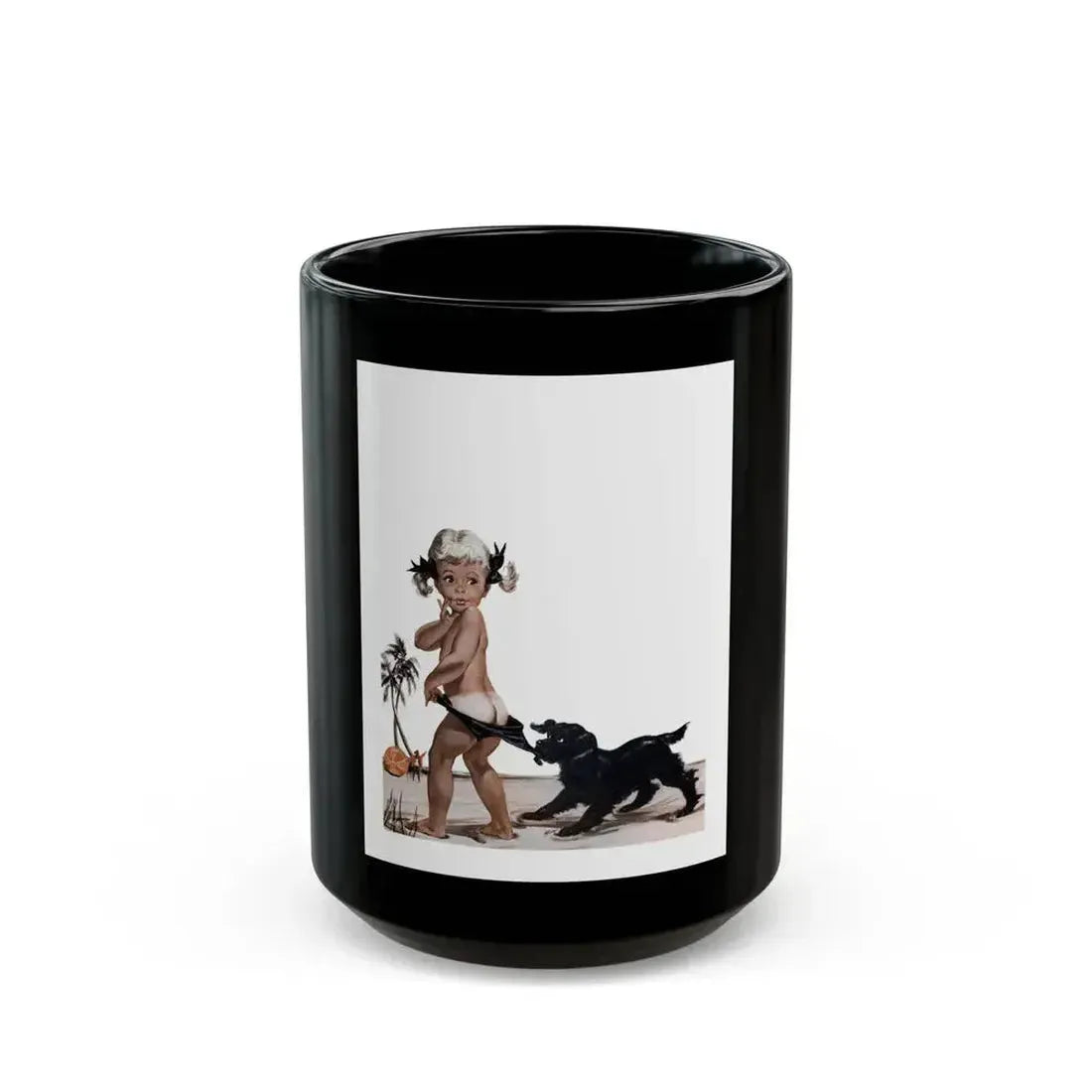 Coppertone ad, Redbook, July 1958 - Black Coffee Mug 15oz - Go Mug Yourself