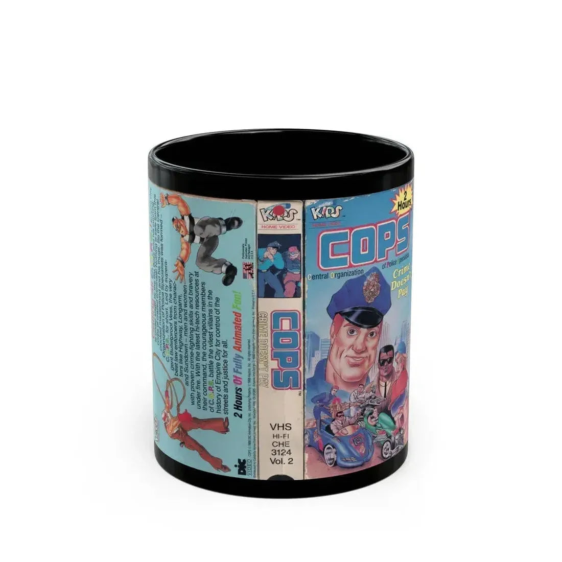 COPS CRIME DOESNT PAY (VHS COVER) - Black Coffee Mug 11oz - Go Mug Yourself