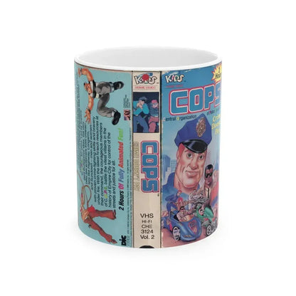 COPS CRIME DOESNT PAY (VHS COVER) - White Coffee Mug 11oz - Go Mug Yourself