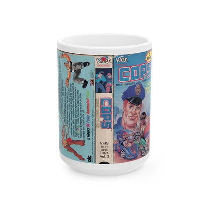 COPS CRIME DOESNT PAY (VHS COVER) - White Coffee Mug-15oz-Go Mug Yourself