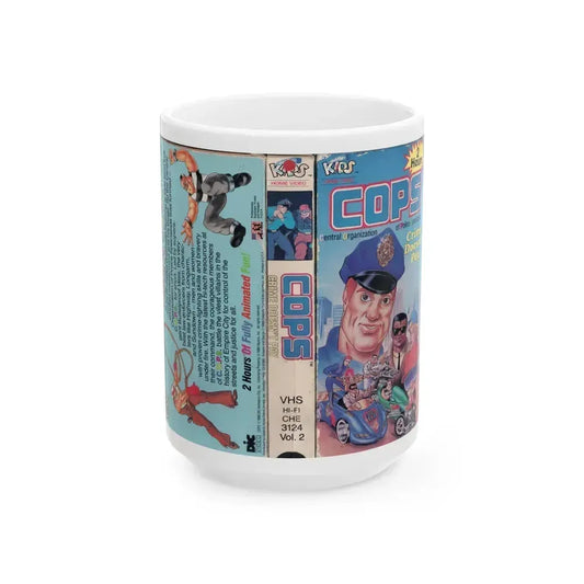 COPS CRIME DOESNT PAY (VHS COVER) - White Coffee Mug 15oz - Go Mug Yourself