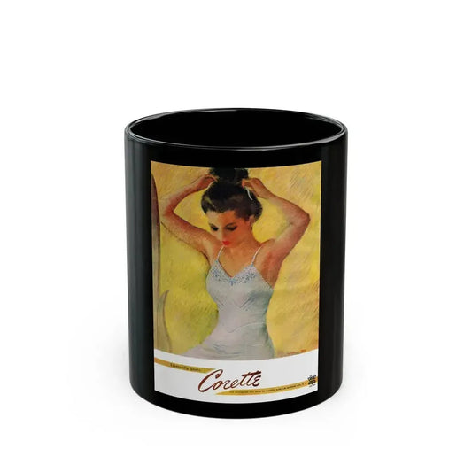 Corette, advertisement, Cosmopolitan, May 1947 - Black Coffee Mug 11oz - Go Mug Yourself