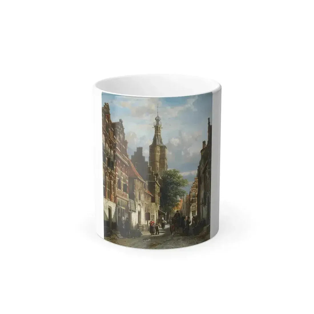 Cornelis Springer (1817-1891) View of the Little Church in Zalt Bommel, Province of Gelderland - Oil on -0 - Color Changing Mug 11oz 11oz - Go Mug Yourself