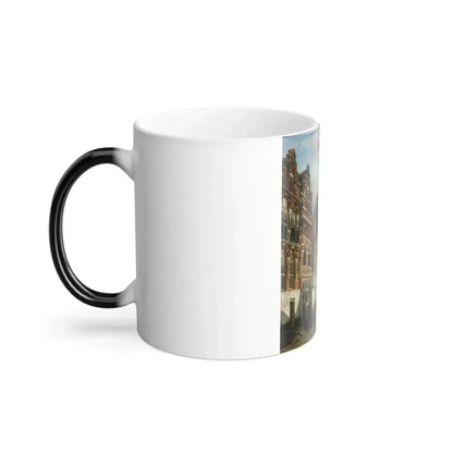 Cornelis Springer (1817-1891) View of the Little Church in Zalt Bommel, Province of Gelderland - Oil on -0 - Color Changing Mug 11oz - Go Mug Yourself