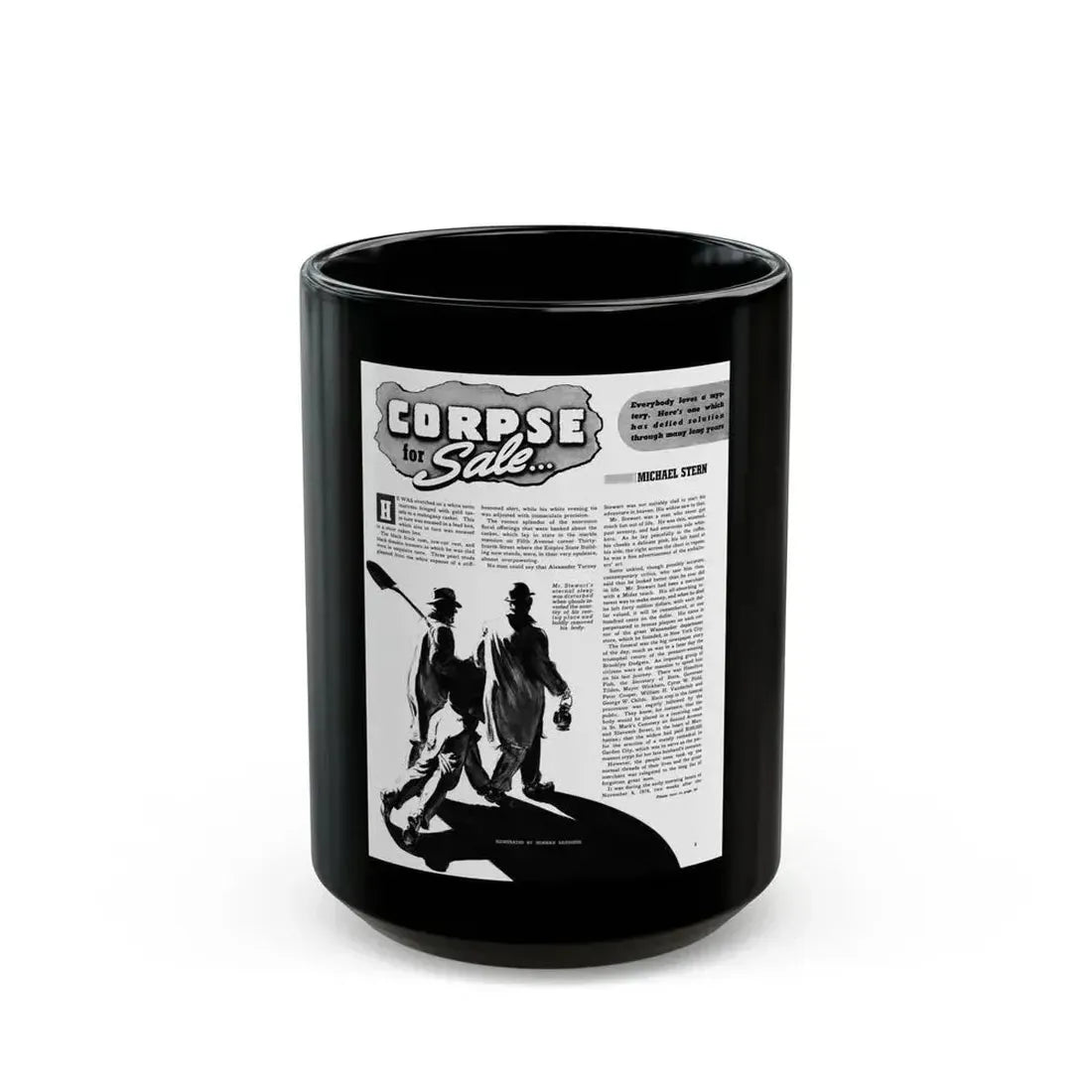 Corpse for Sale, Male Home Companion, October 1942 - Black Coffee Mug 15oz - Go Mug Yourself