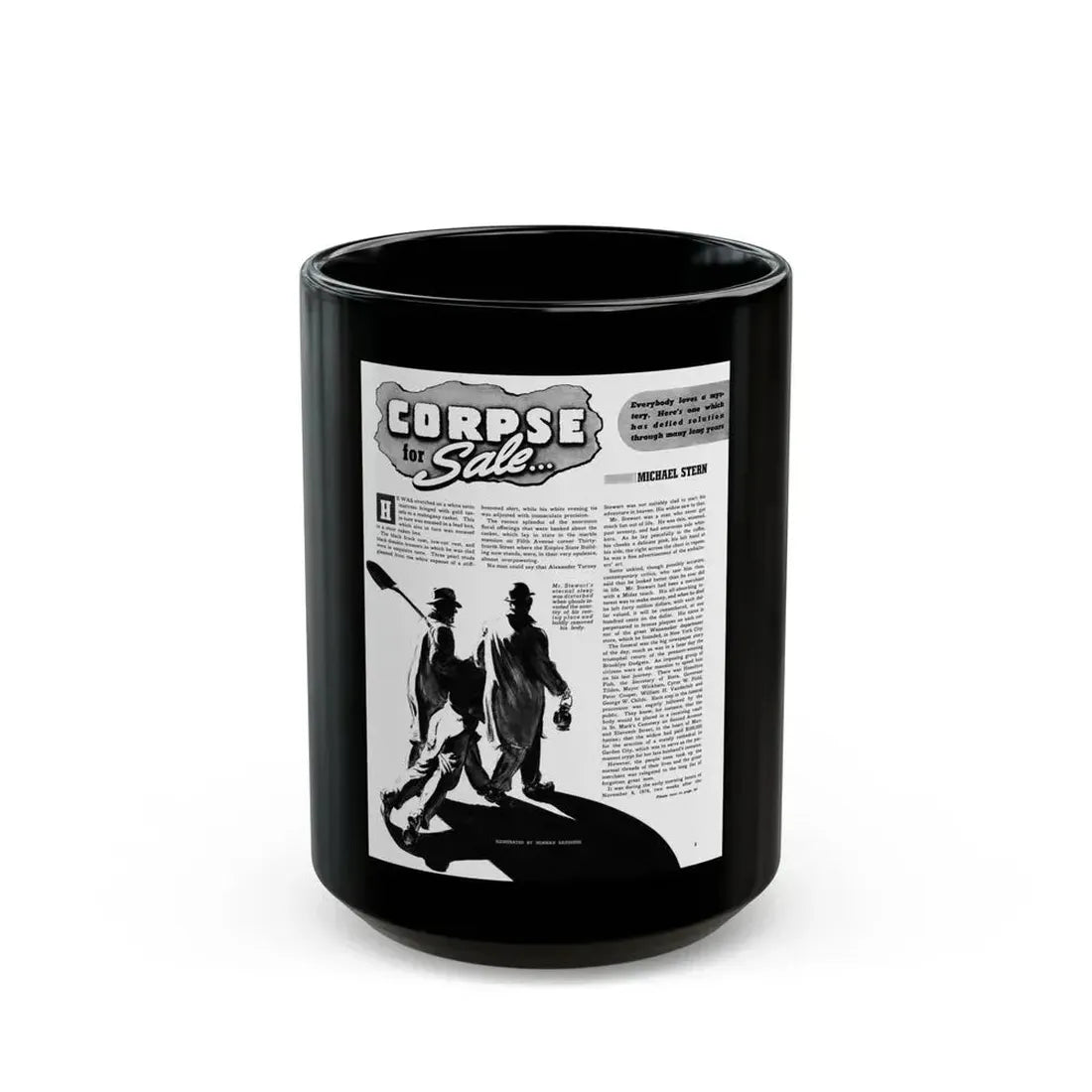 Corpse for Sale, Male Home Companion, October 1942 - Black Coffee Mug 15oz - Go Mug Yourself
