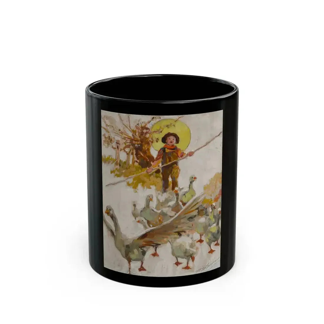 Corralling the Geese, possible magazine cover study - Black Coffee Mug 11oz - Go Mug Yourself