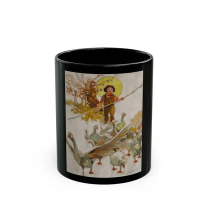 Corralling the Geese, possible magazine cover study - Black Coffee Mug 11oz - Go Mug Yourself