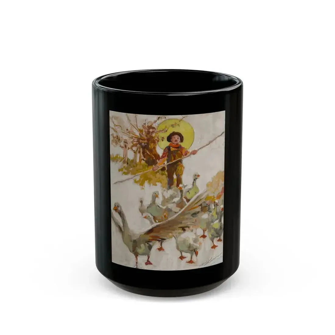 Corralling the Geese, possible magazine cover study - Black Coffee Mug 15oz - Go Mug Yourself