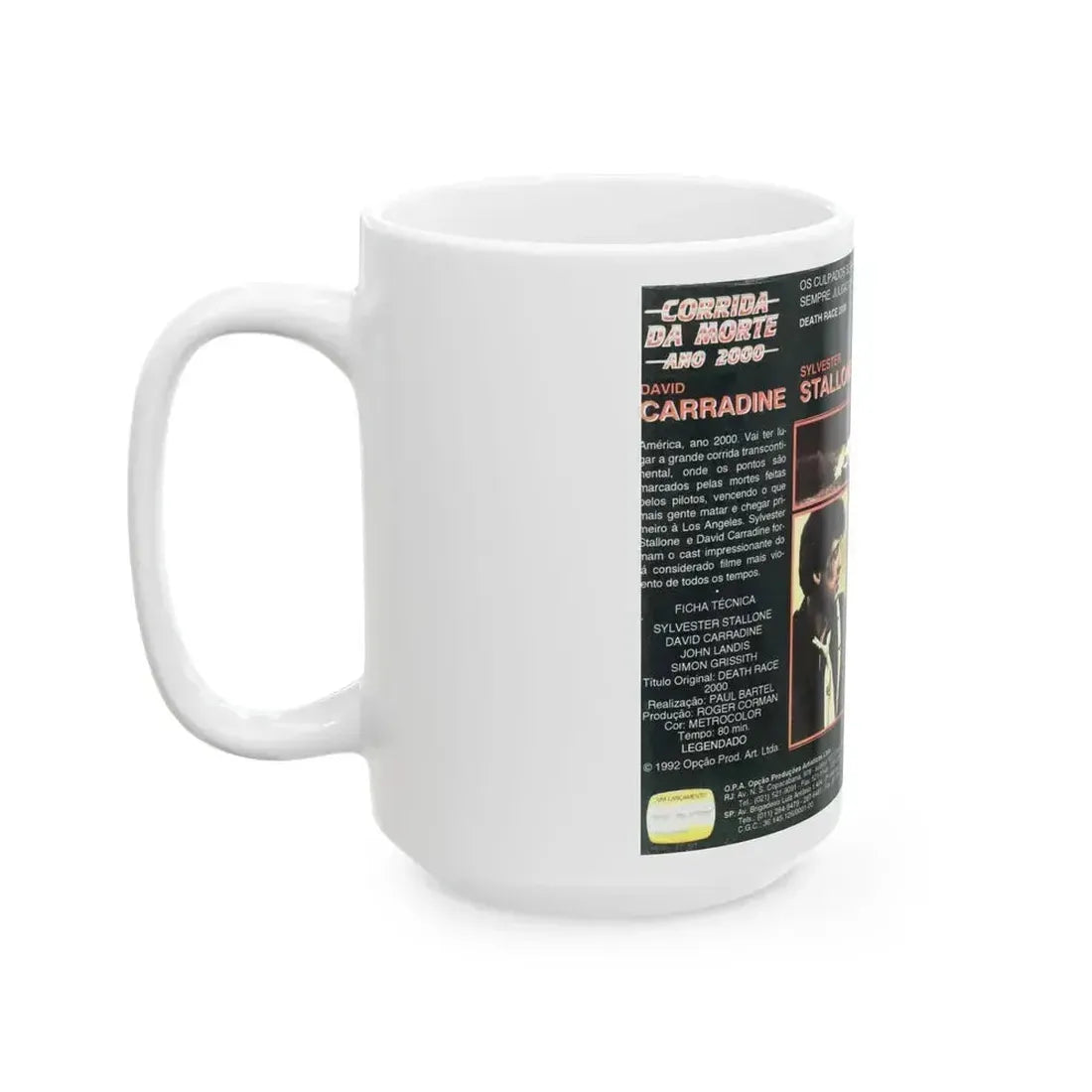 CORRIDA DA MORTE ANO 2000 AKA DEATH RACE 2000 (VHS COVER) - White Coffee Mug - Go Mug Yourself