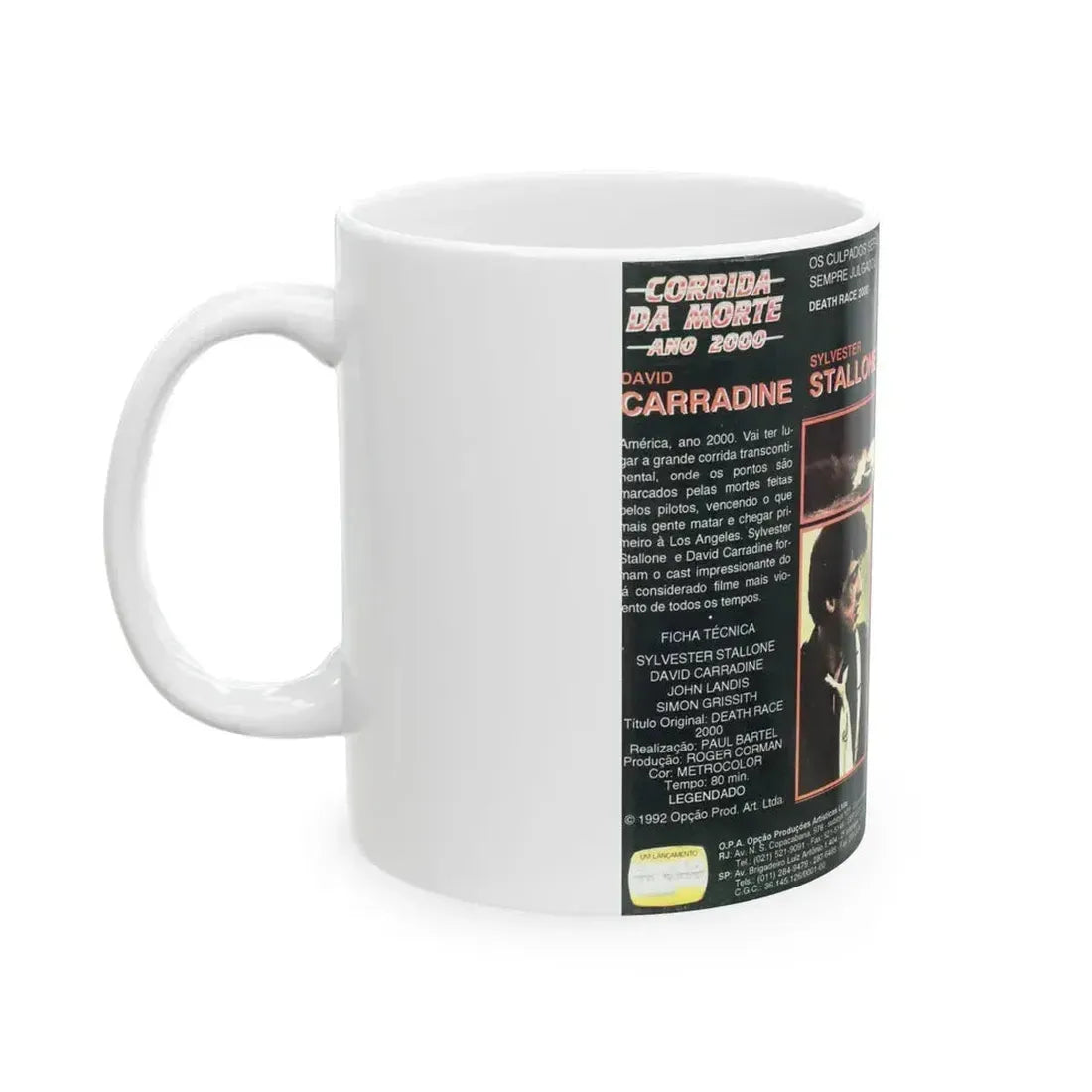 CORRIDA DA MORTE ANO 2000 AKA DEATH RACE 2000 (VHS COVER) - White Coffee Mug - Go Mug Yourself