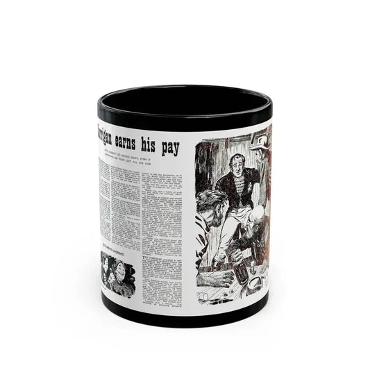 Corrigan earns his pay, Adam magazine, March 1952 - Black Coffee Mug 11oz - Go Mug Yourself