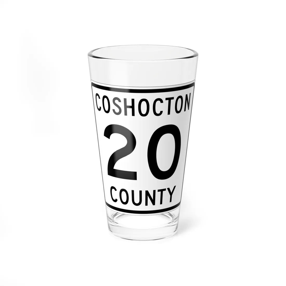 Coshocton County Route 20 OH (Ohio) (Road Sign) Pint Glass 16oz 16oz - Go Mug Yourself