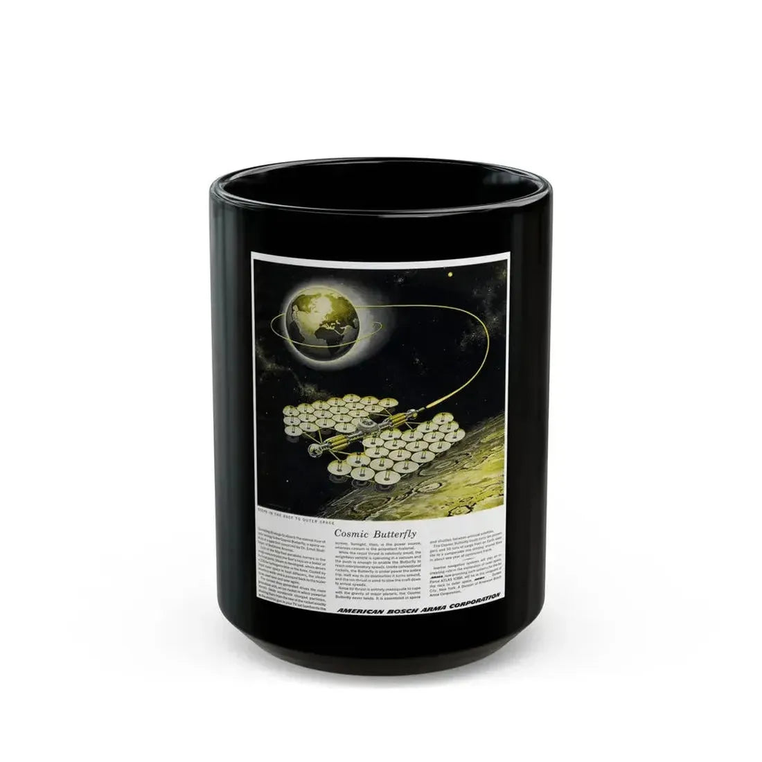 Cosmic Butterfly, 1959 - Black Coffee Mug 15oz - Go Mug Yourself