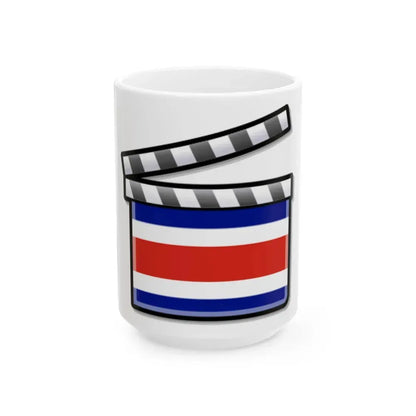 Costa Rica film clapperboard (Costa Rica) White Coffee Mug 15oz - Go Mug Yourself