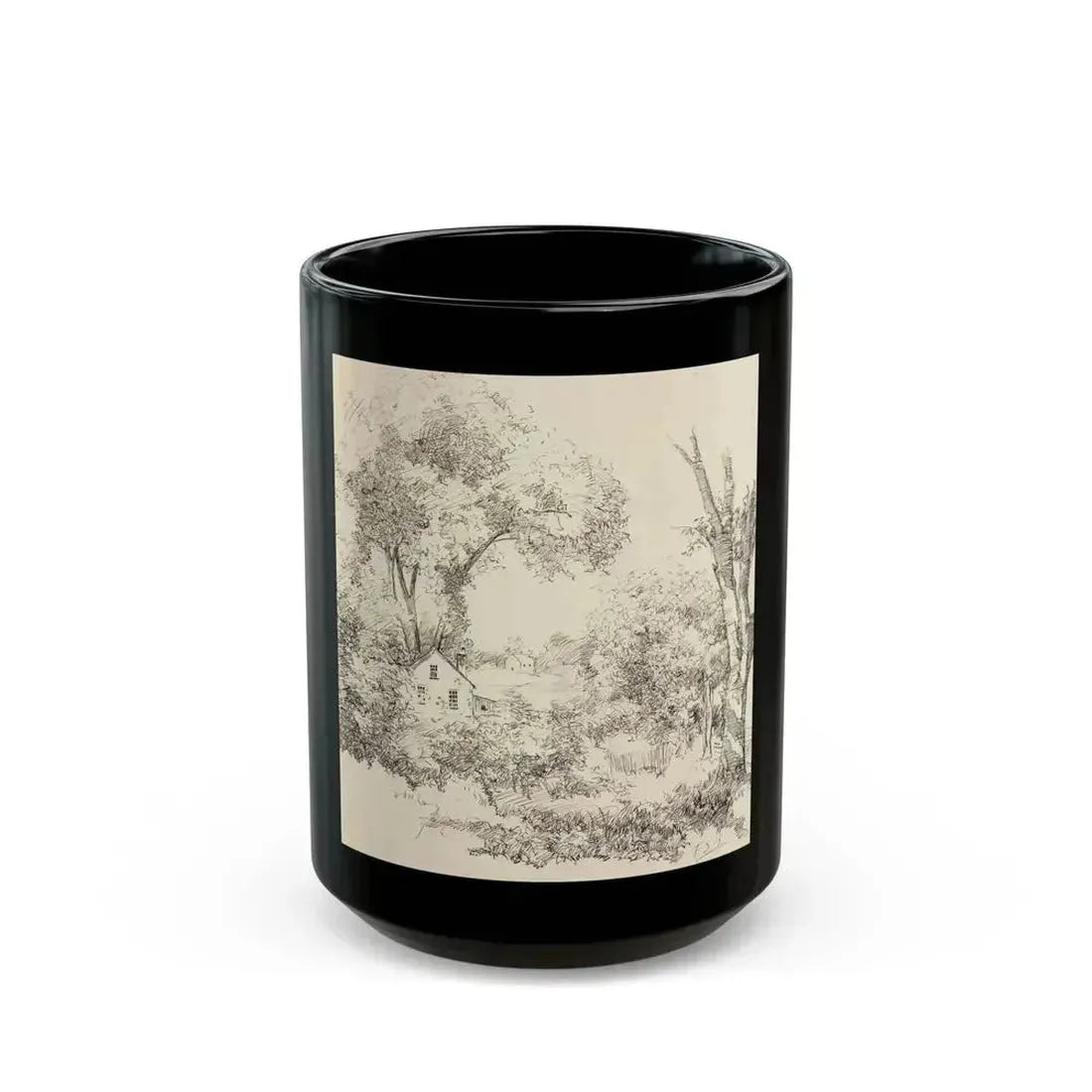 Cottage Among Trees, Ladies Home Journal story illustration, June 1923 - Black Coffee Mug 15oz - Go Mug Yourself
