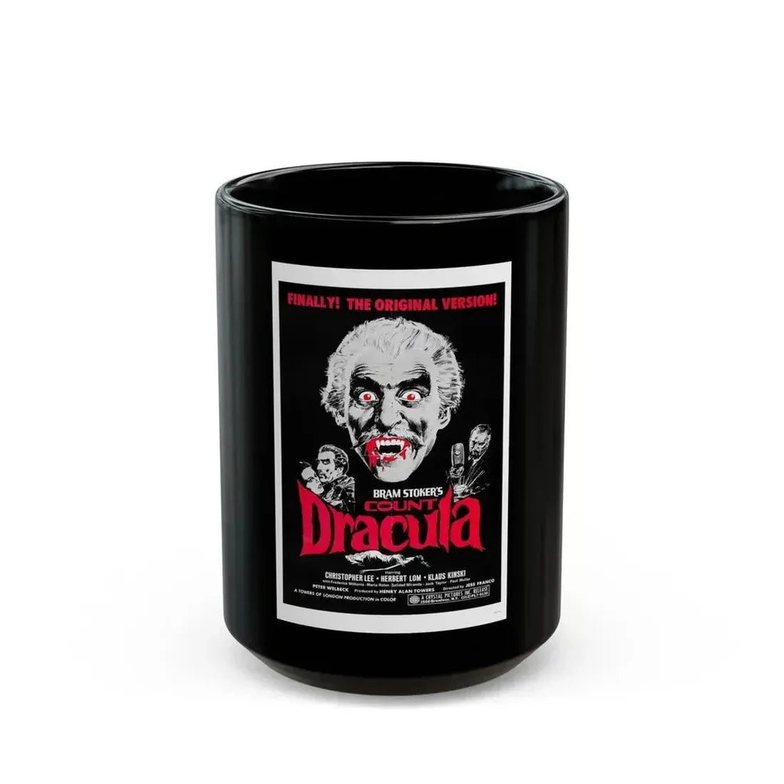 COUNT DRACULA 1970 Movie Poster - Black Coffee Mug 15oz - Go Mug Yourself