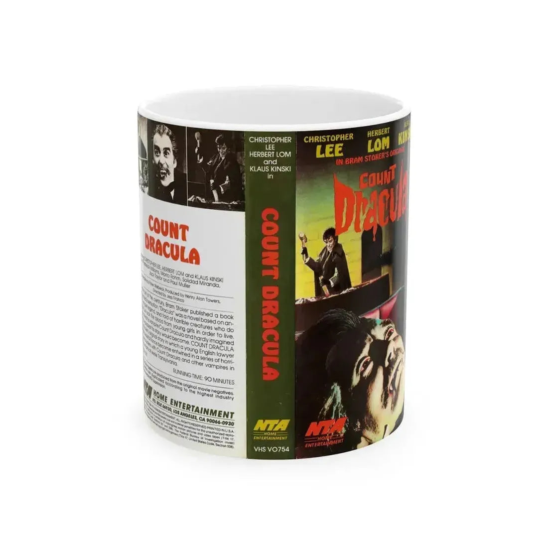 COUNT DRACULA NTA HOME ENTERTAINMENT (VHS COVER) - White Coffee Mug 11oz - Go Mug Yourself