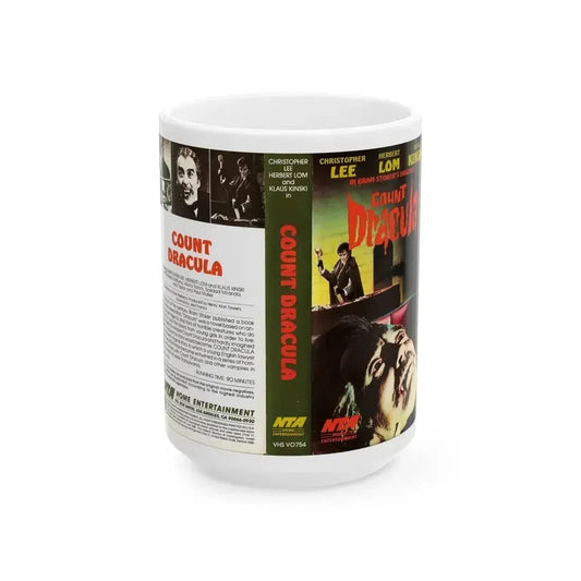 COUNT DRACULA NTA HOME ENTERTAINMENT (VHS COVER) - White Coffee Mug 15oz - Go Mug Yourself