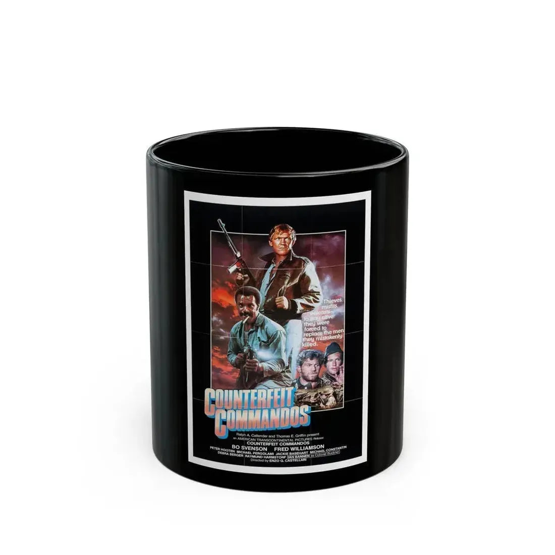 COUNTERFEIT COMMANDOS (THE INGLORIOUS BASTARDS) 1978 Movie Poster - Black Coffee Mug 11oz - Go Mug Yourself