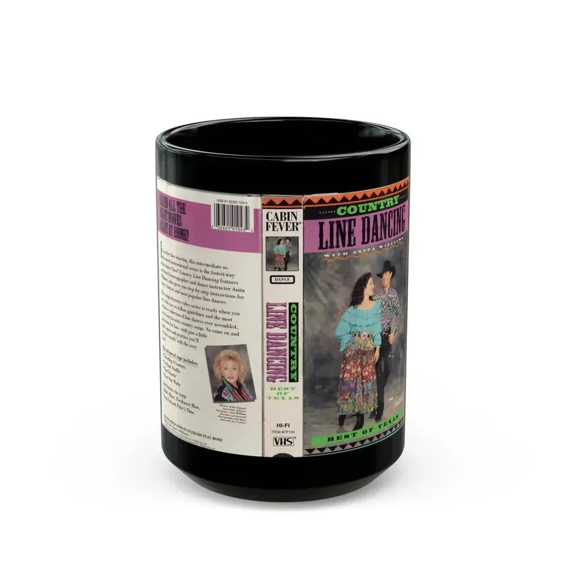 COUNTRY LINE DANCING WITHANITA WILLIAMS (VHS COVER) - Black Coffee Mug 15oz - Go Mug Yourself