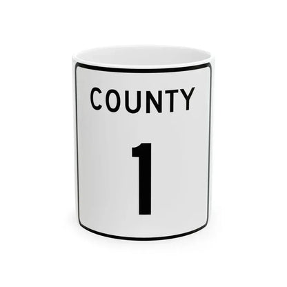County 1 square (Minnesota) (Road Sign) White Coffee Mug 11oz - Go Mug Yourself