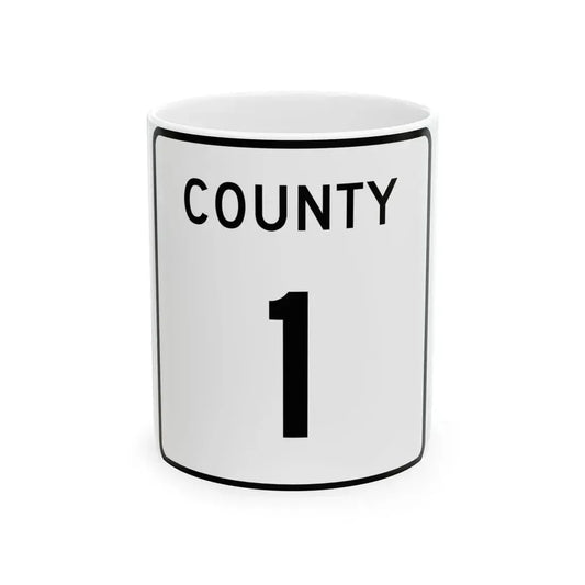 County 1 square (Minnesota) (Road Sign) White Coffee Mug 11oz - Go Mug Yourself