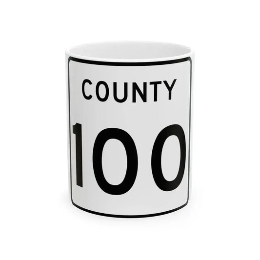 County 100 square (Minnesota) (Road Sign) White Coffee Mug 11oz - Go Mug Yourself