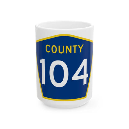 County 104 MN (Minnesota) (Road Sign) White Coffee Mug 15oz - Go Mug Yourself