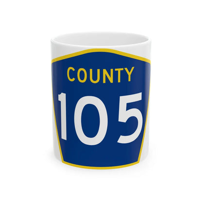 County 105 MN (Minnesota) (Road Sign) White Coffee Mug 11oz - Go Mug Yourself