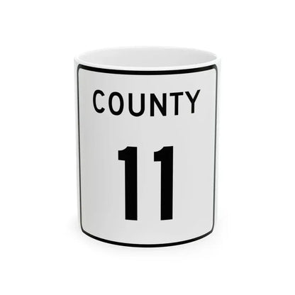 County 11 square (Minnesota) (Road Sign) White Coffee Mug 11oz - Go Mug Yourself